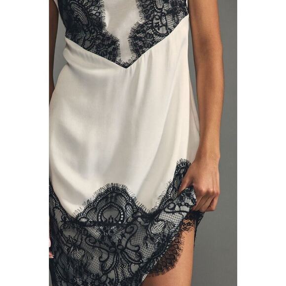 Anthropologie Maeve Black Lace T-Shirt‎ Slip Dress Size Side Zip Size Small NEW - Picture 3 of 14